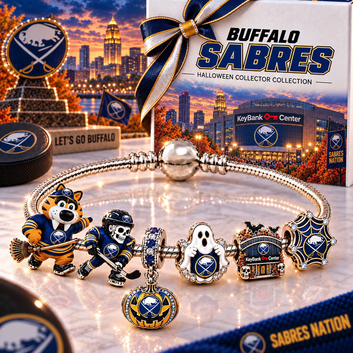 Premium NHL BS Halloween Gold Charm Bracelet Set V4