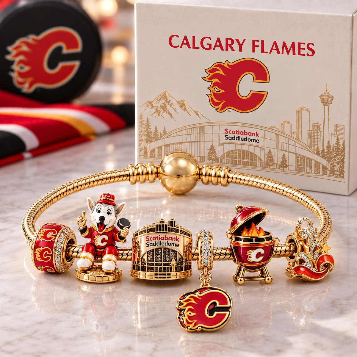Premium NHL CAL Heritage Gold Charm Bracelet Set V3