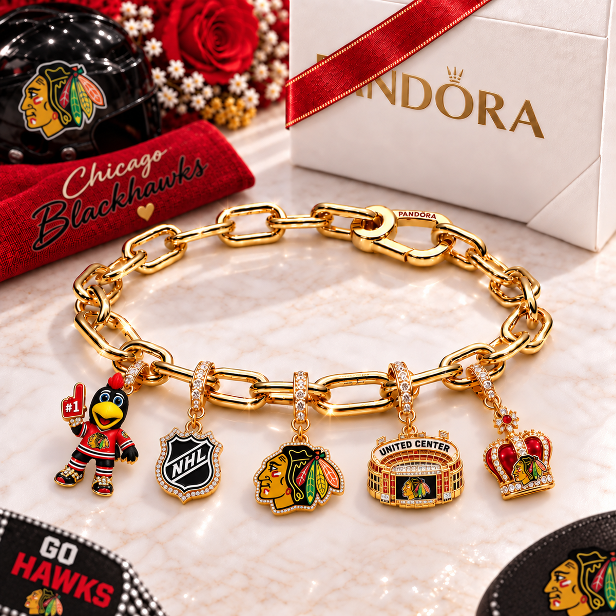 Premium NHL CB Game Day Gold Charm Bracelet V5