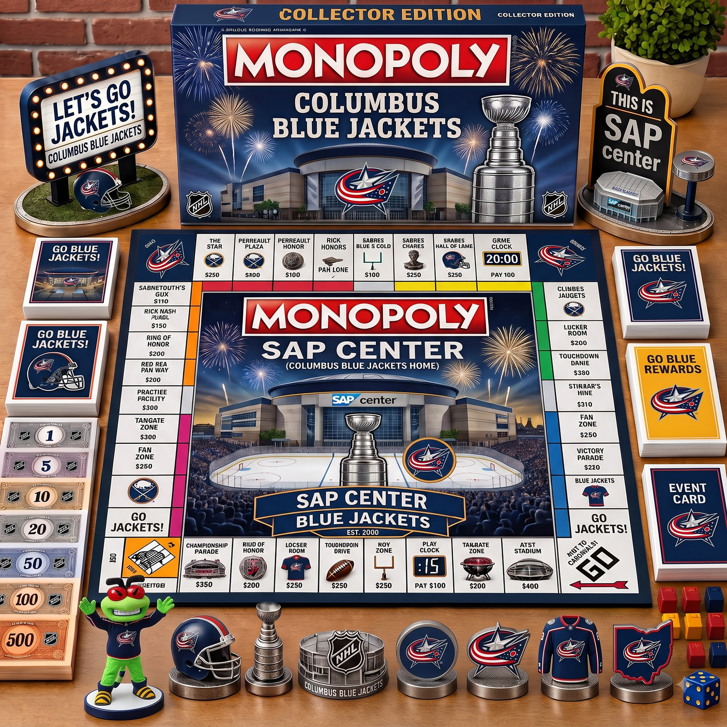 Premium NHL CBJ Championship Anniversary  Monopoly Collector’s Edition Board Game V3
