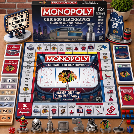 Premium NHL CHI Championship Anniversary  Monopoly Collector’s Edition Board Game V3