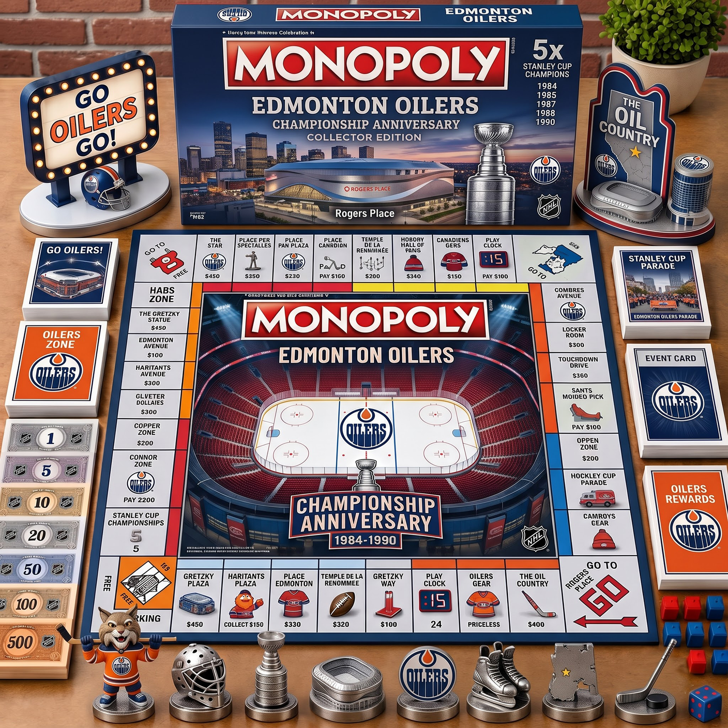 Premium NHL EDM Championship Anniversary  Monopoly Collector’s Edition Board Game V3