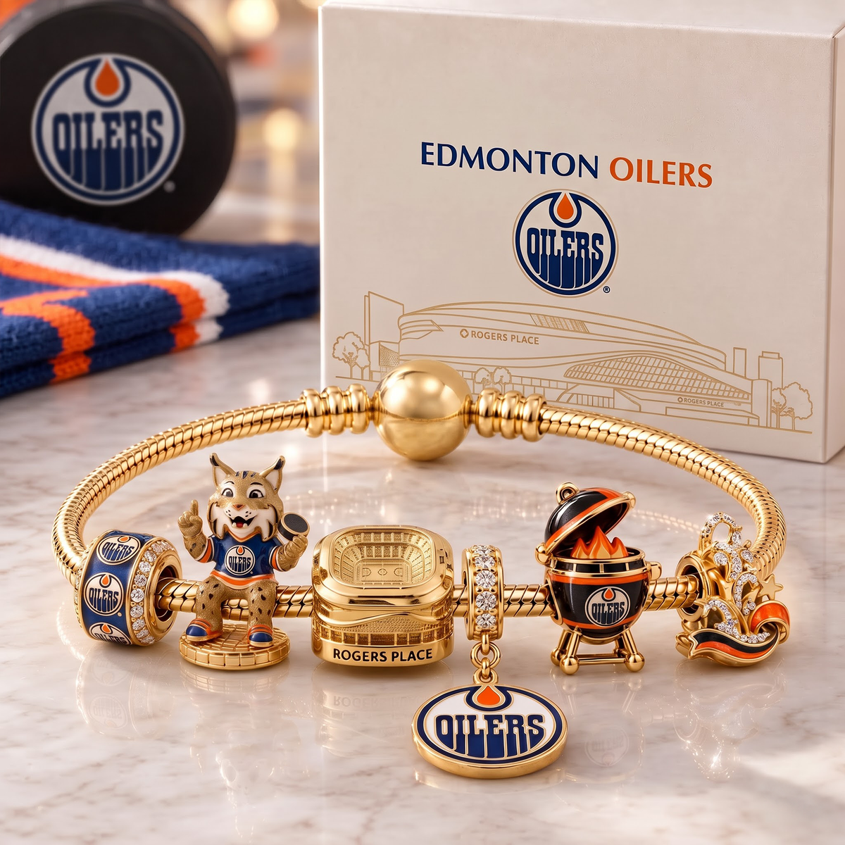 Premium NHL EDM Heritage Gold Charm Bracelet Set V3