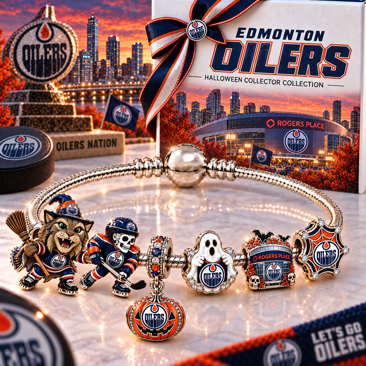 Premium NHL EO Halloween Gold Charm Bracelet Set V4