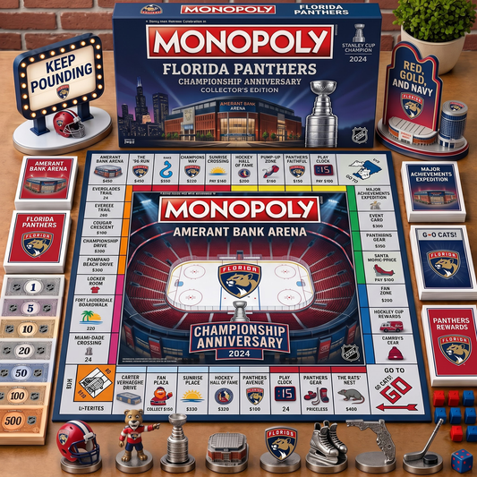 Premium NHL FLA Championship Anniversary  Monopoly Collector’s Edition Board Game V3