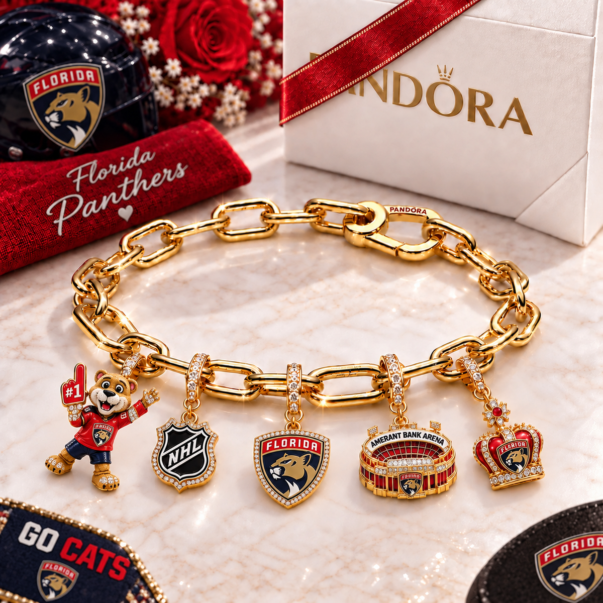 Premium NHL FP Game Day Gold Charm Bracelet V5