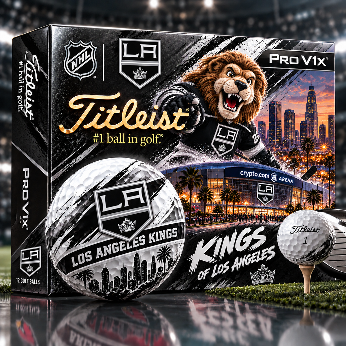 Premium NHL LAK x Titleist Pro V1 Skyline & Stadium Golf Balls Set