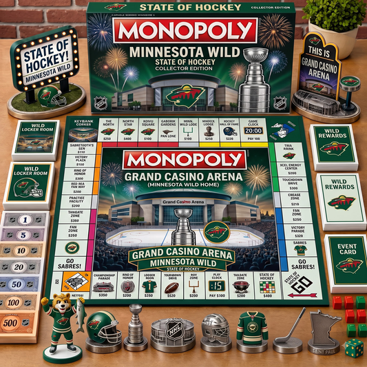 Premium NHL MIN Championship Anniversary  Monopoly Collector’s Edition Board Game V3
