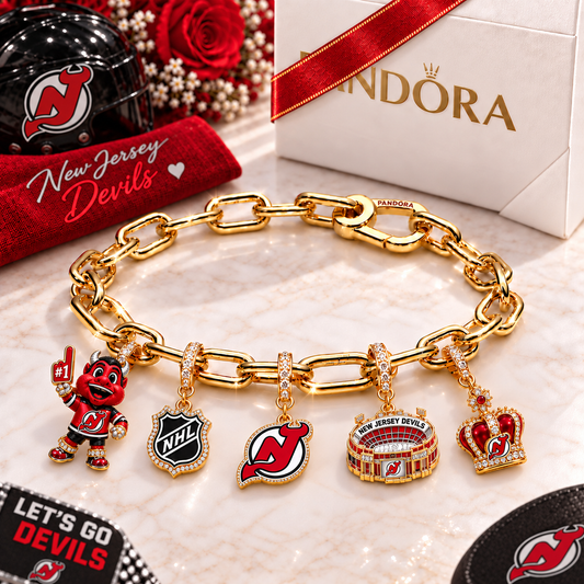 Premium NHL NJD Game Day Gold Charm Bracelet V5