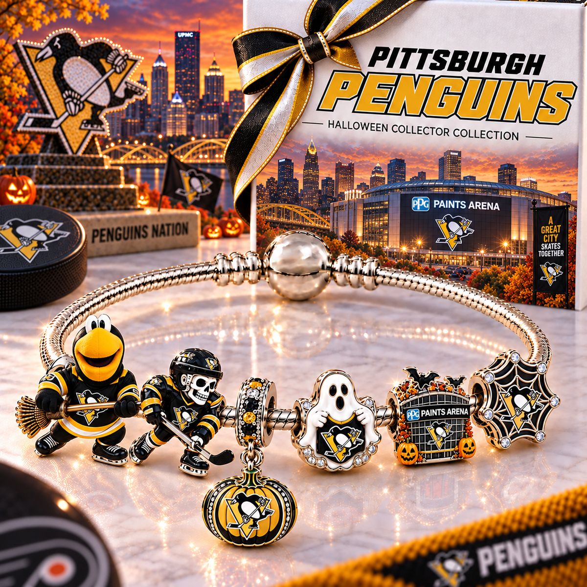 Premium NHL PP Halloween Gold Charm Bracelet Set V4