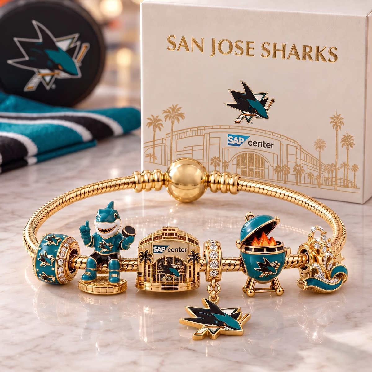 Premium NHL SAN Heritage Gold Charm Bracelet Set V3