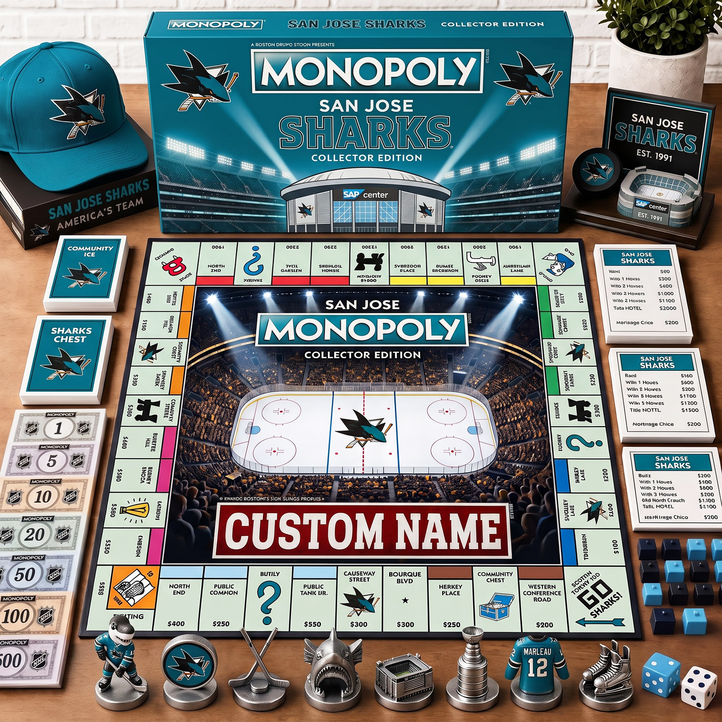 Premium NHL SJS Collector’s Edition Board Game Custom name