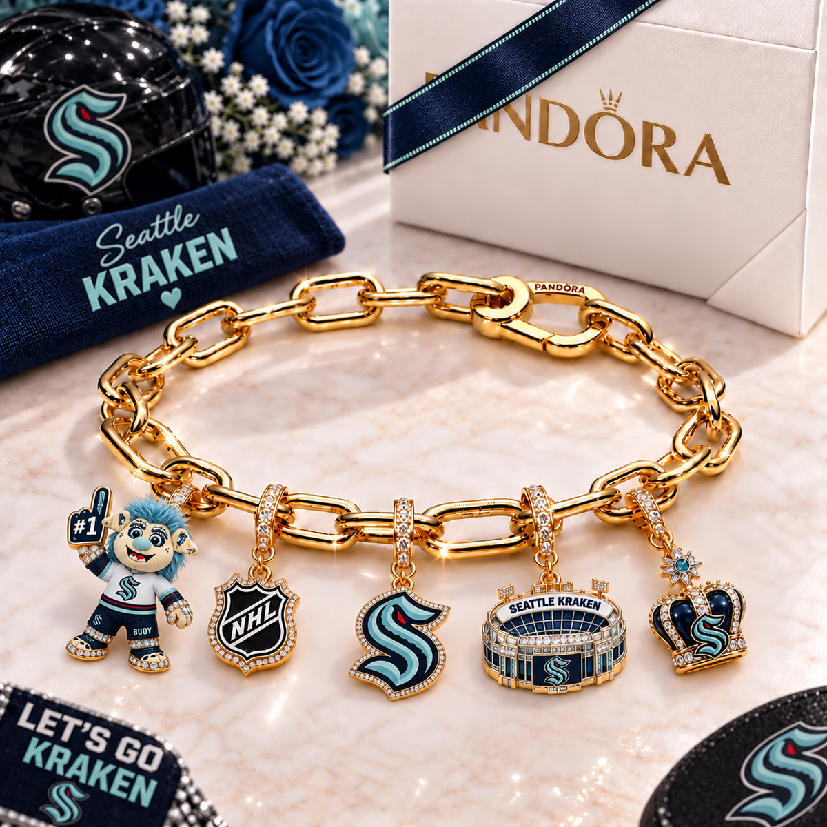 Premium NHL SK Game Day Gold Charm Bracelet V5