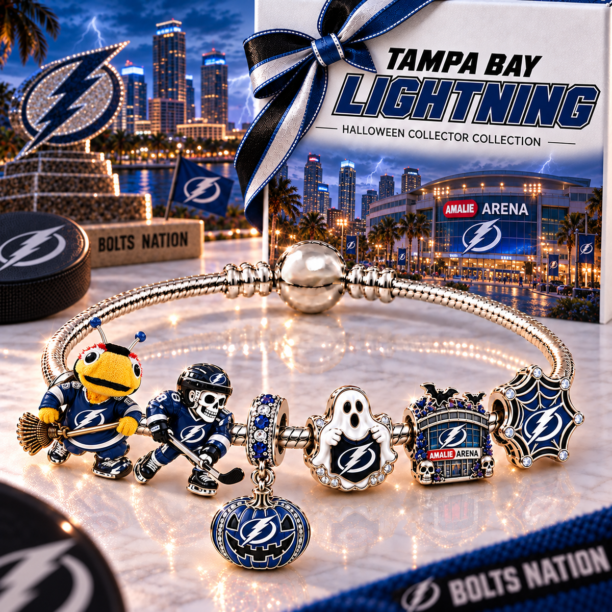Premium NHL TBL Halloween Gold Charm Bracelet Set V4