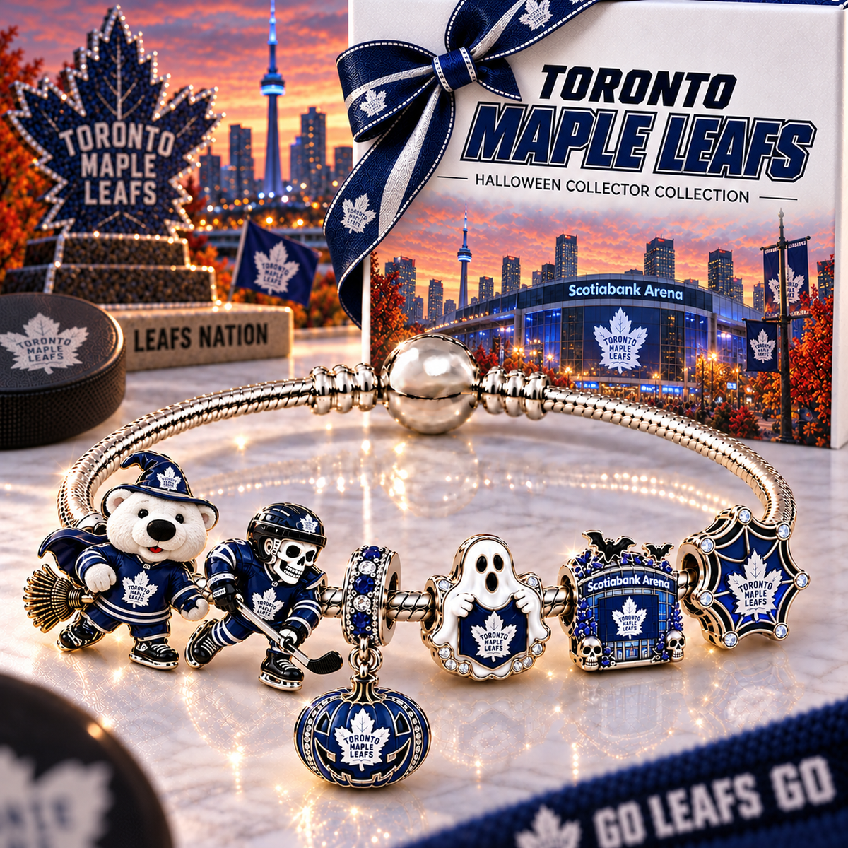 Premium NHL TML Halloween Gold Charm Bracelet Set V4