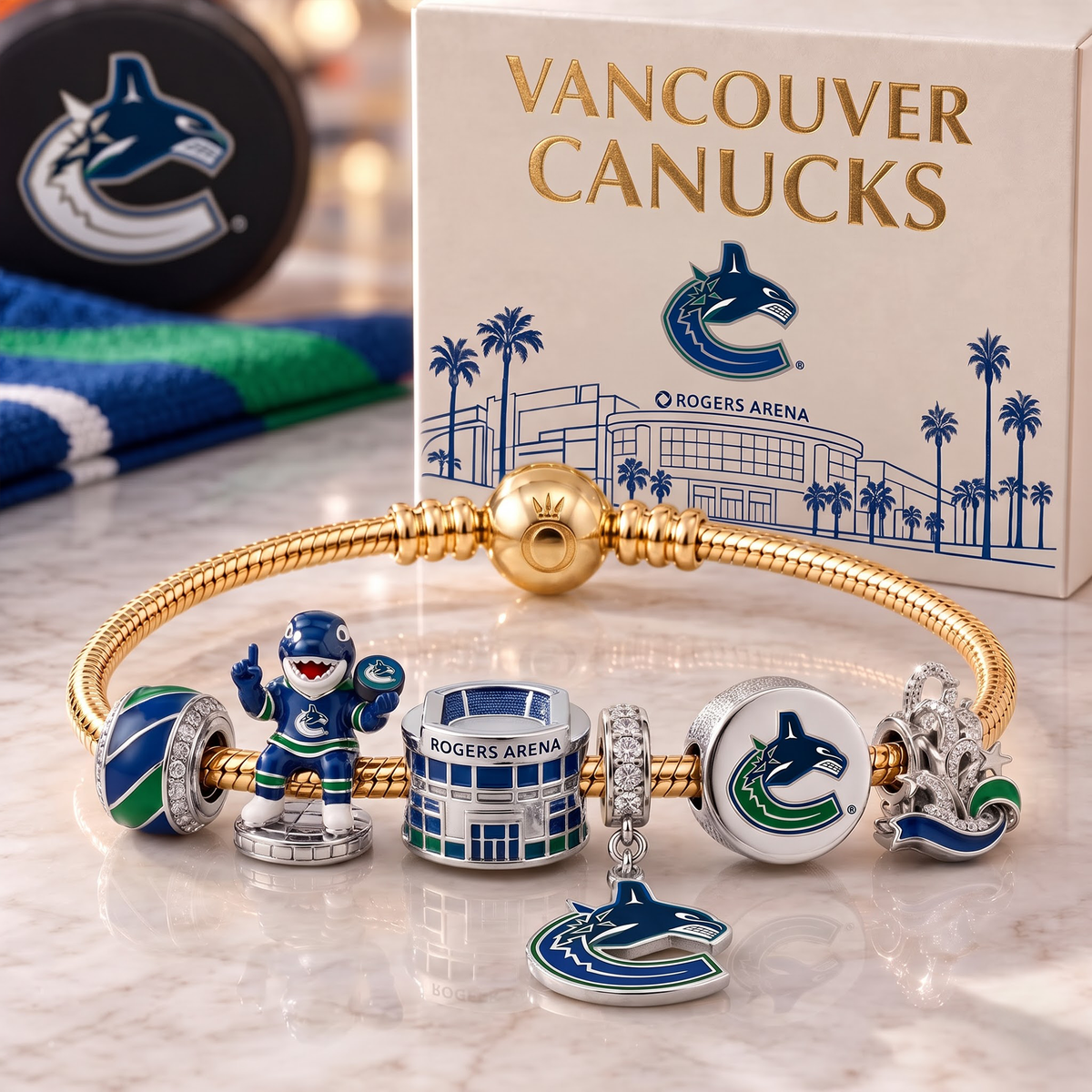Premium NHL VAN Heritage Gold Charm Bracelet Set V3