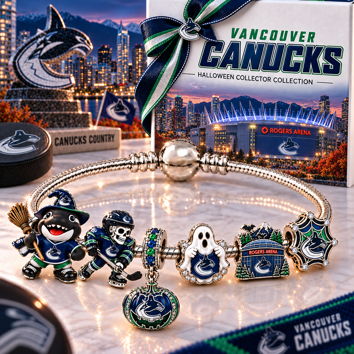 Premium NHL VC Halloween Gold Charm Bracelet Set V4