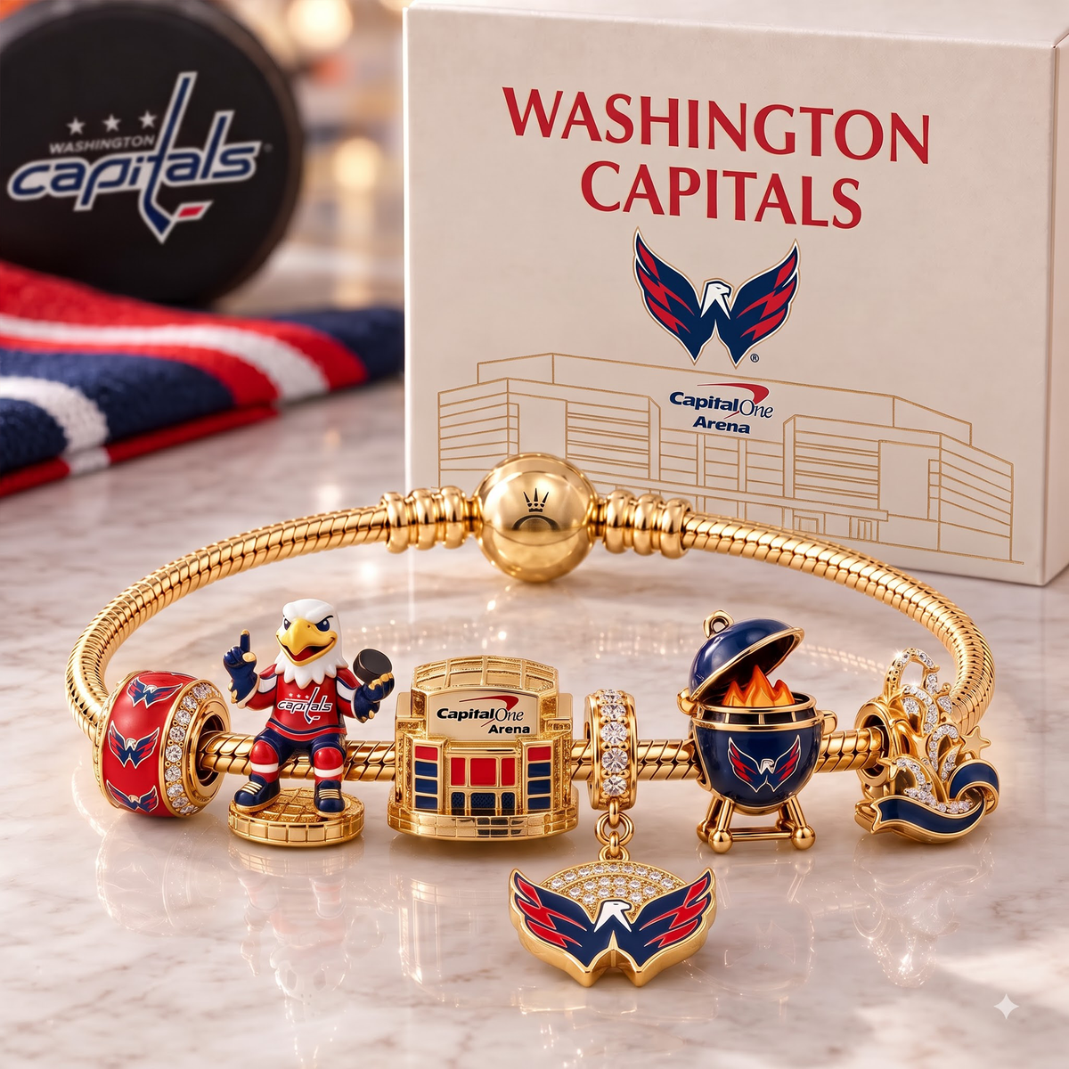 Premium NHL WAS Heritage Gold Charm Bracelet Set V3