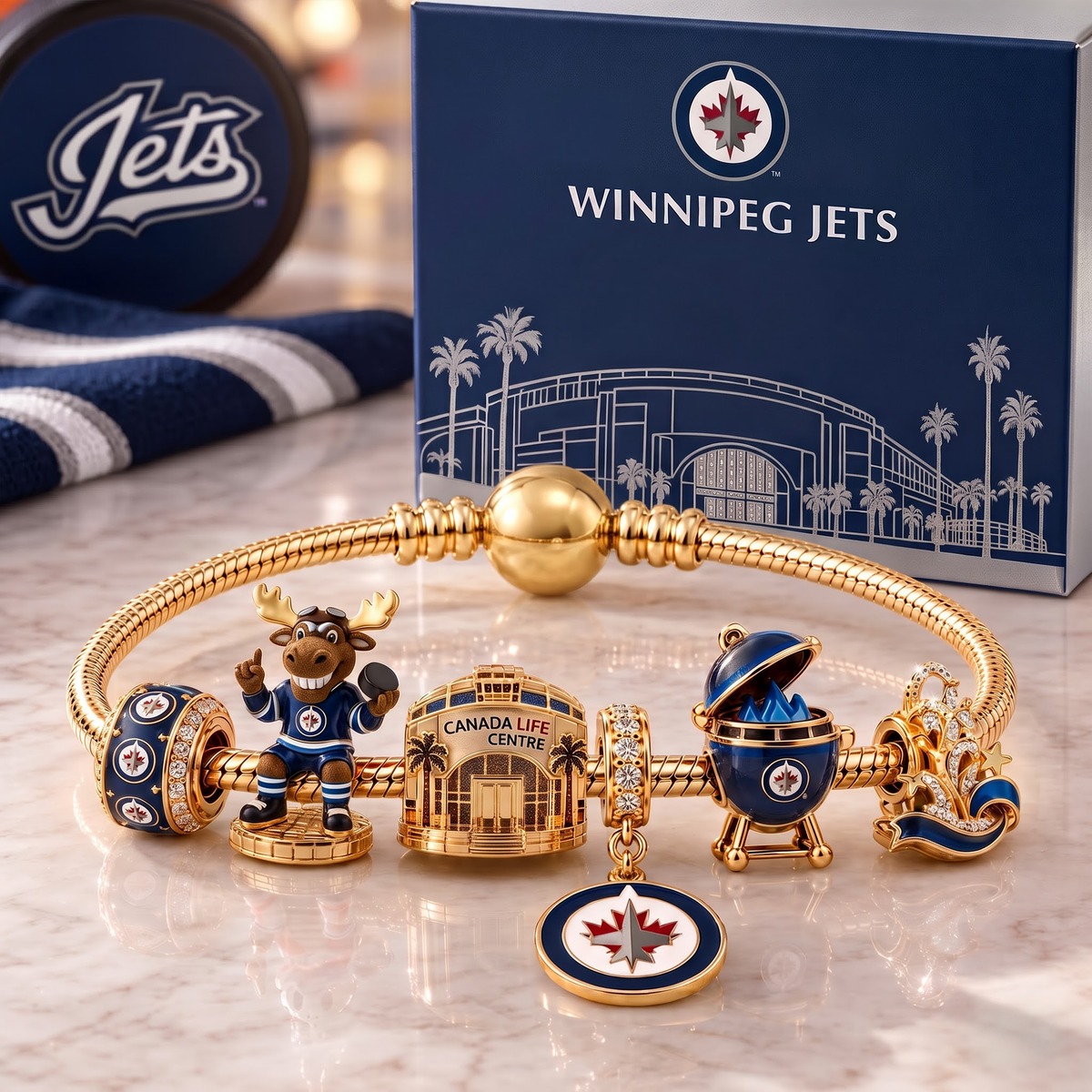Premium NHL WIN Heritage Gold Charm Bracelet Set V3