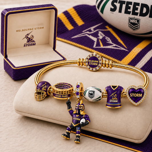 Premium NRL MS Gold Charm Bracelet Set