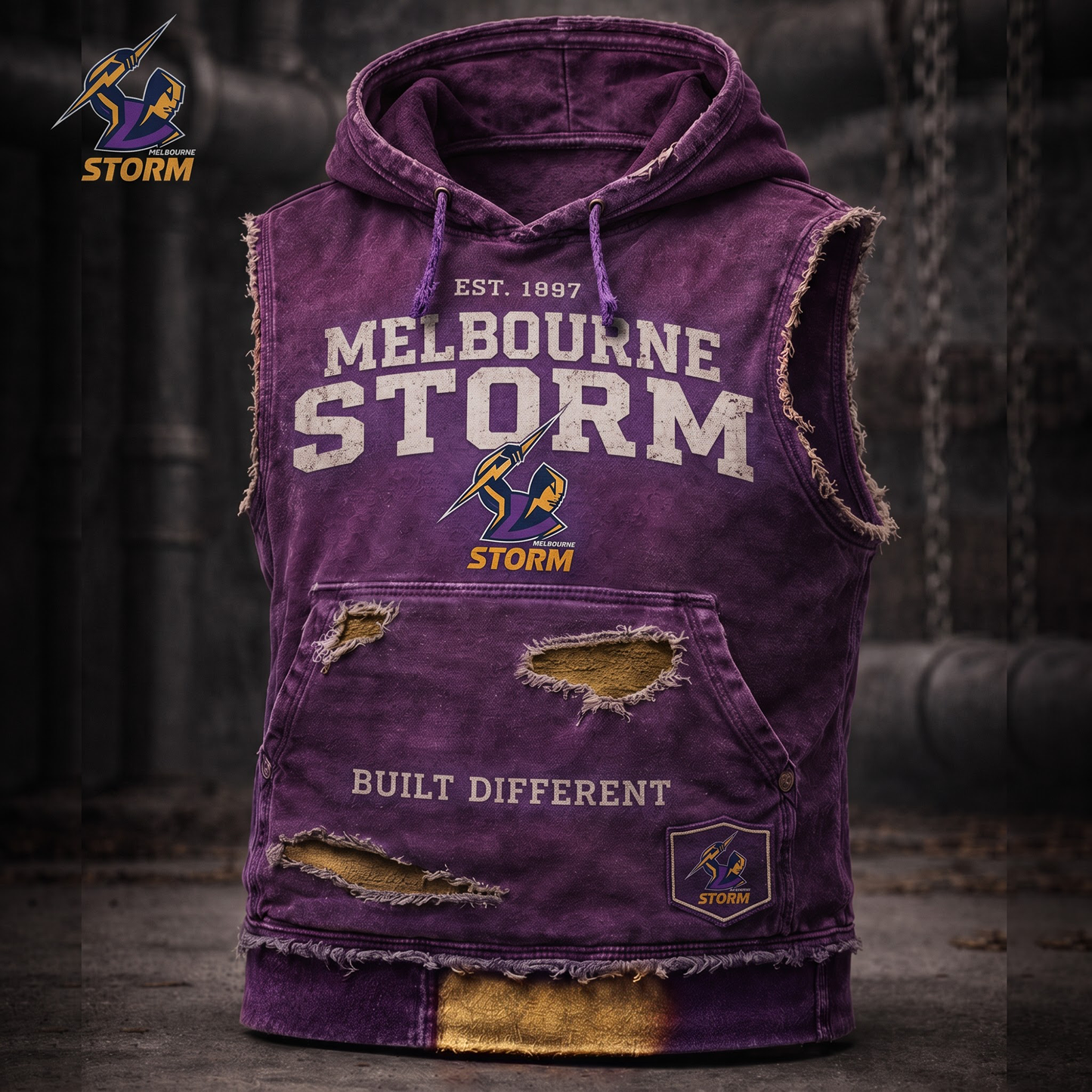 Premium NRL MS Vintage Distressed Hooded Tank