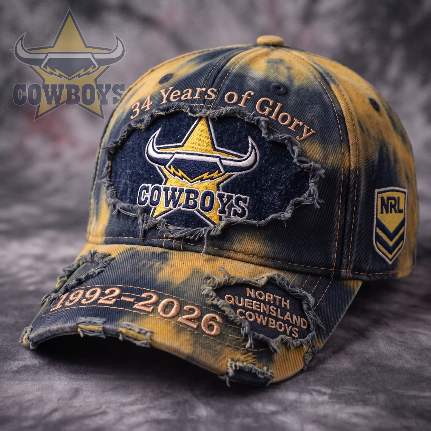 Premium NRL NQC Glory Vintage Distressed Embroidered Cap
