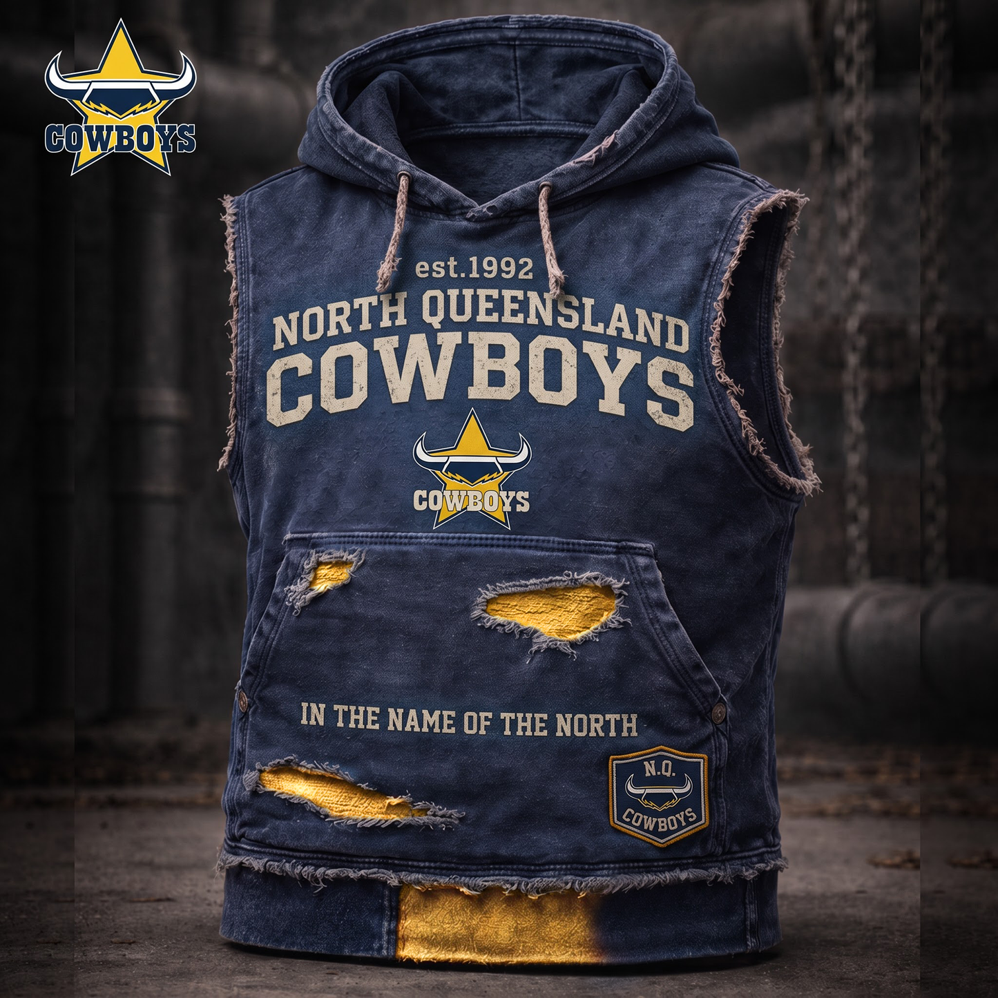 Premium NRL NQC Vintage Distressed Hooded Tank