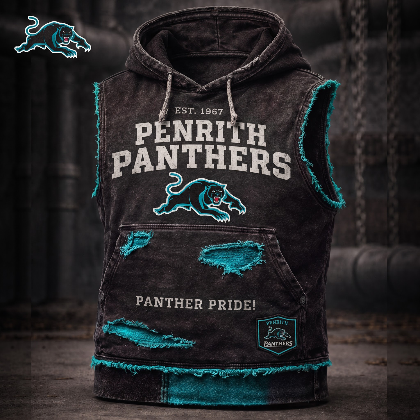 Premium NRL PP Vintage Distressed Hooded Tank