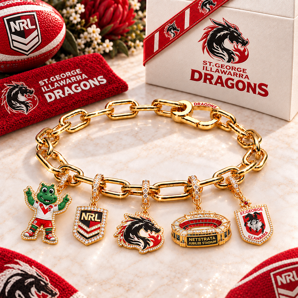 Premium NRL SGID Game Day Gold Charm Bracelet V5