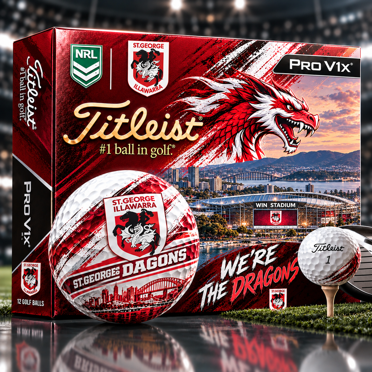 Premium NRL SGID x Titleist Pro V1 Skyline & Stadium Golf Balls Set