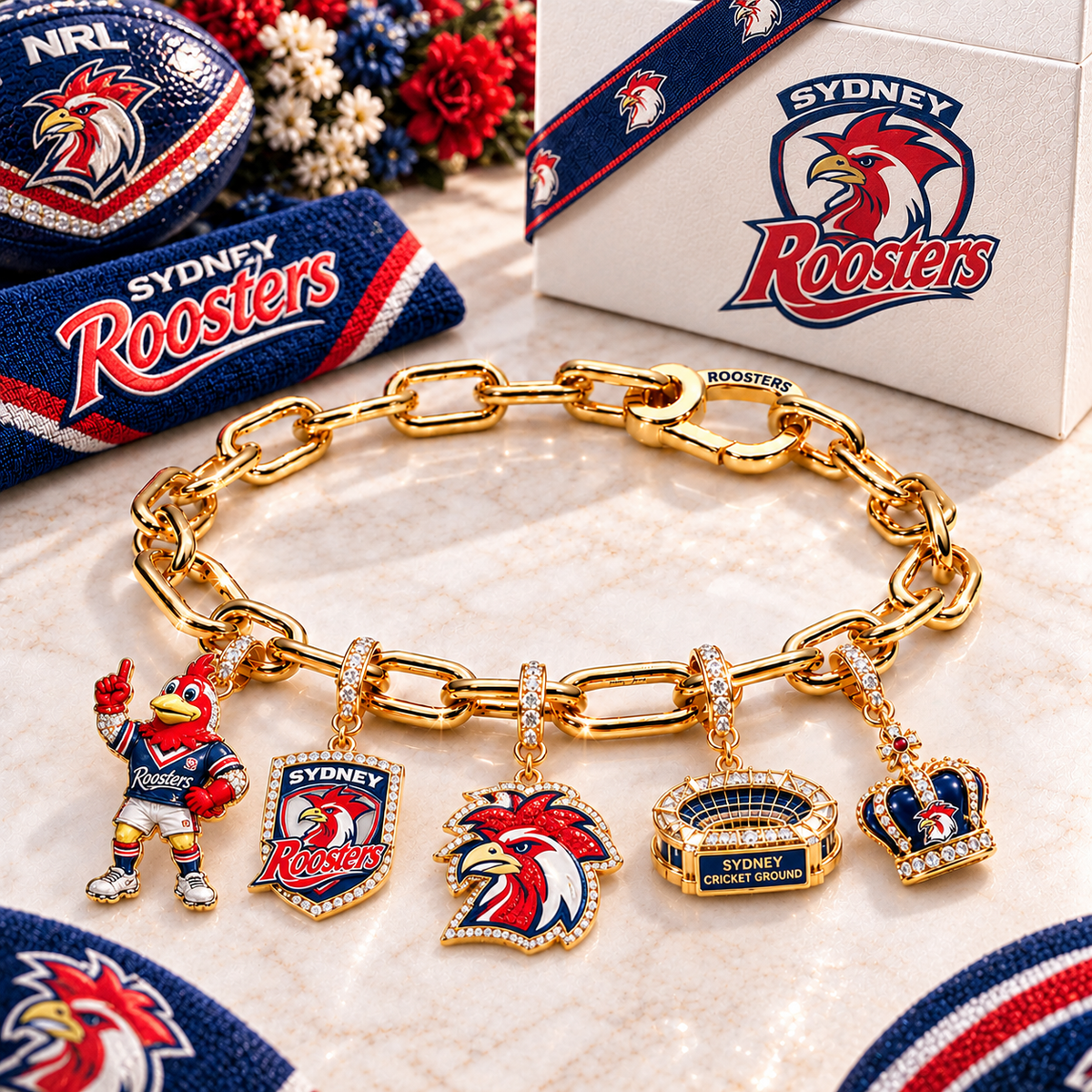 Premium NRL SR Game Day Gold Charm Bracelet V5