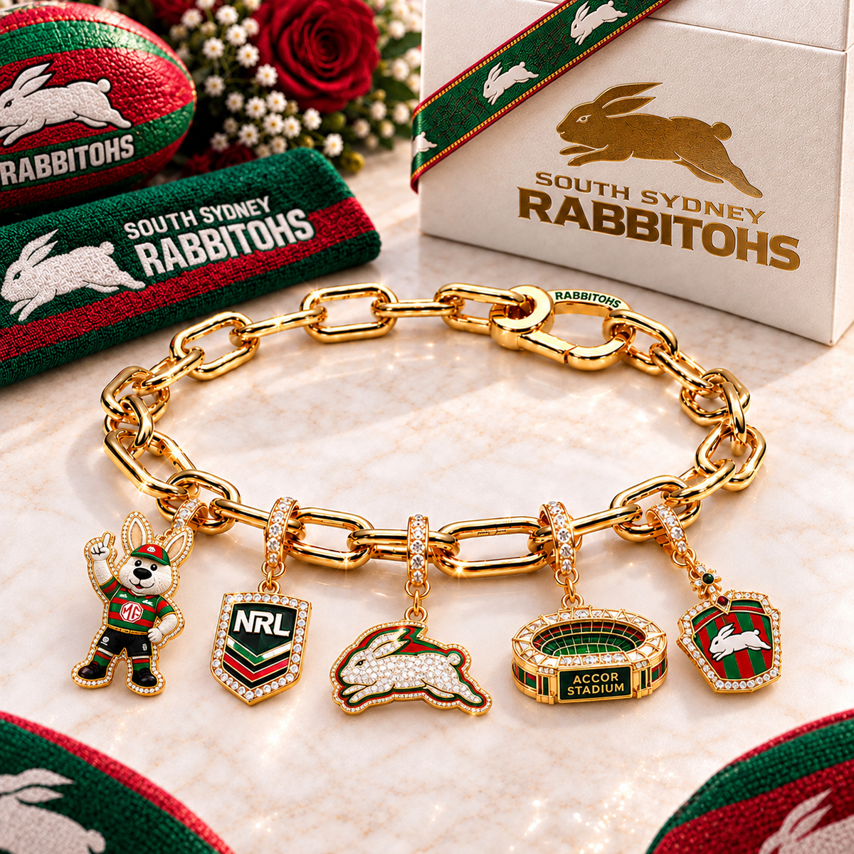 Premium NRL SSR Game Day Gold Charm Bracelet V5