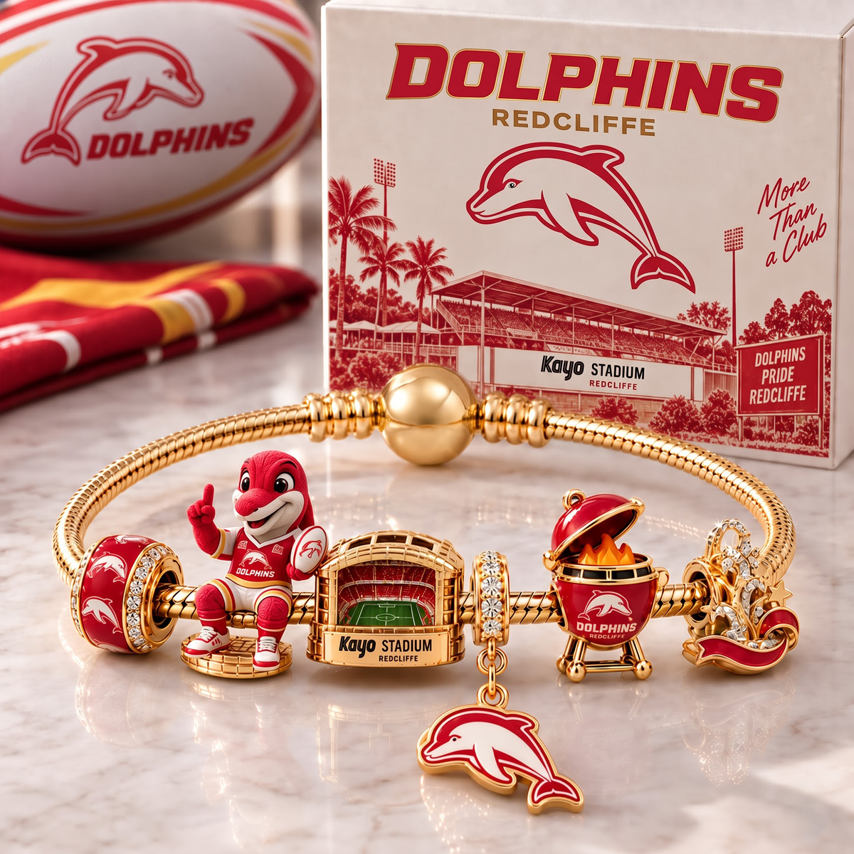 Premium NRL TD Heritage Gold Charm Bracelet Set V3