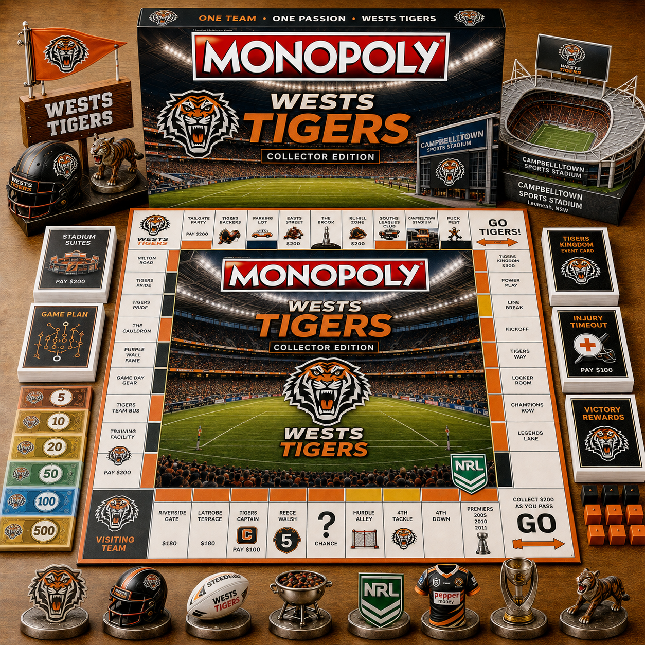 Premium NRL WT Game Night Monopoly Collector’s Edition Board Game V5