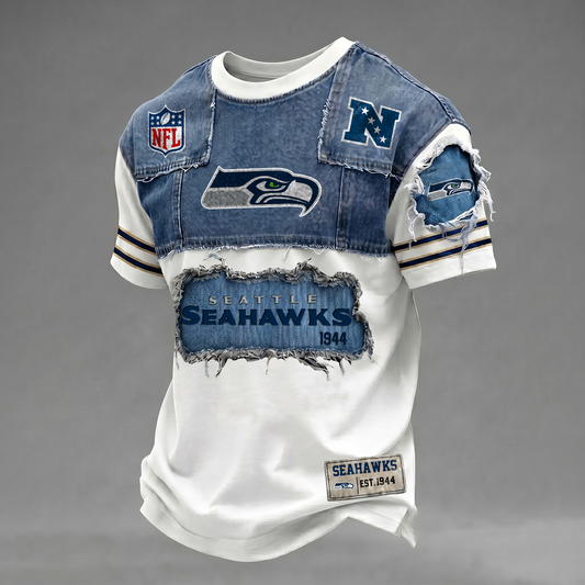 SEA x NFL Patchwork Denim T-Shirt DATND TANTD 080626