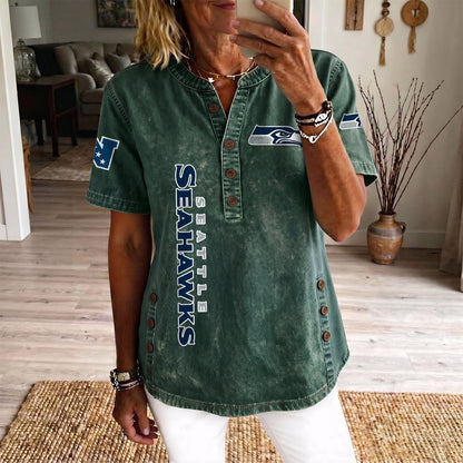 SEA x NFL Women’???s Denim Casual Tops DATND LBN 190526