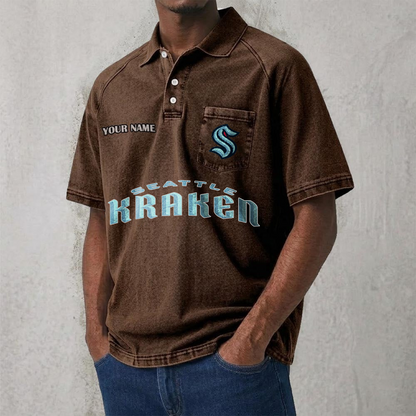 SEA x NHL Men's Distressed Turn-Down Collar Polo DATND TANTD 250526