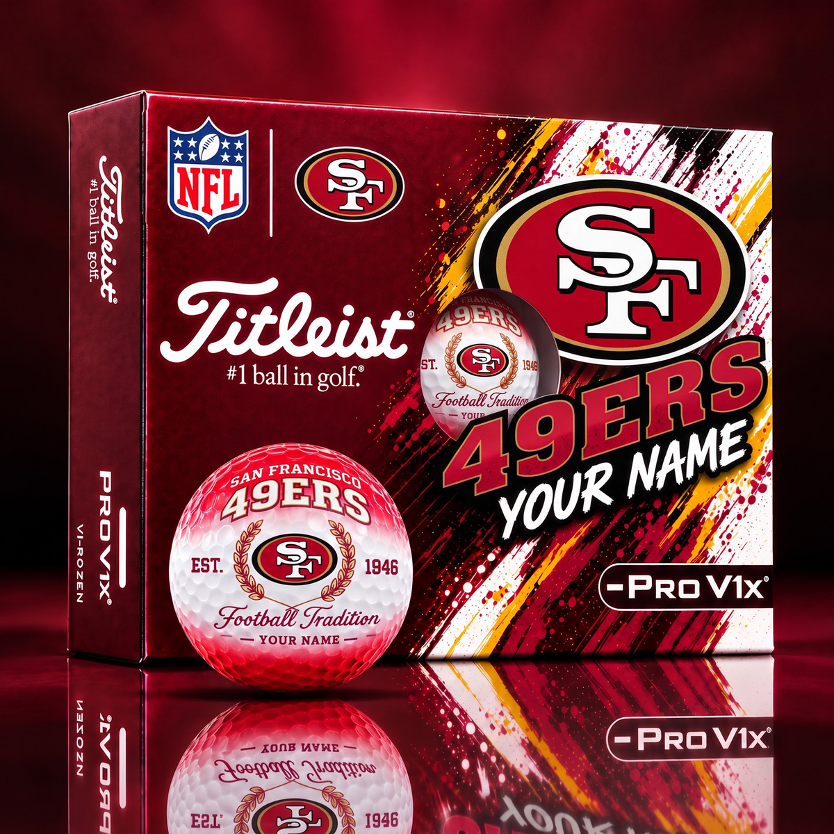 SF X PERSONALIZED NFL MAKER-MADE TITLEIST PRO V1X GOLF BALLS