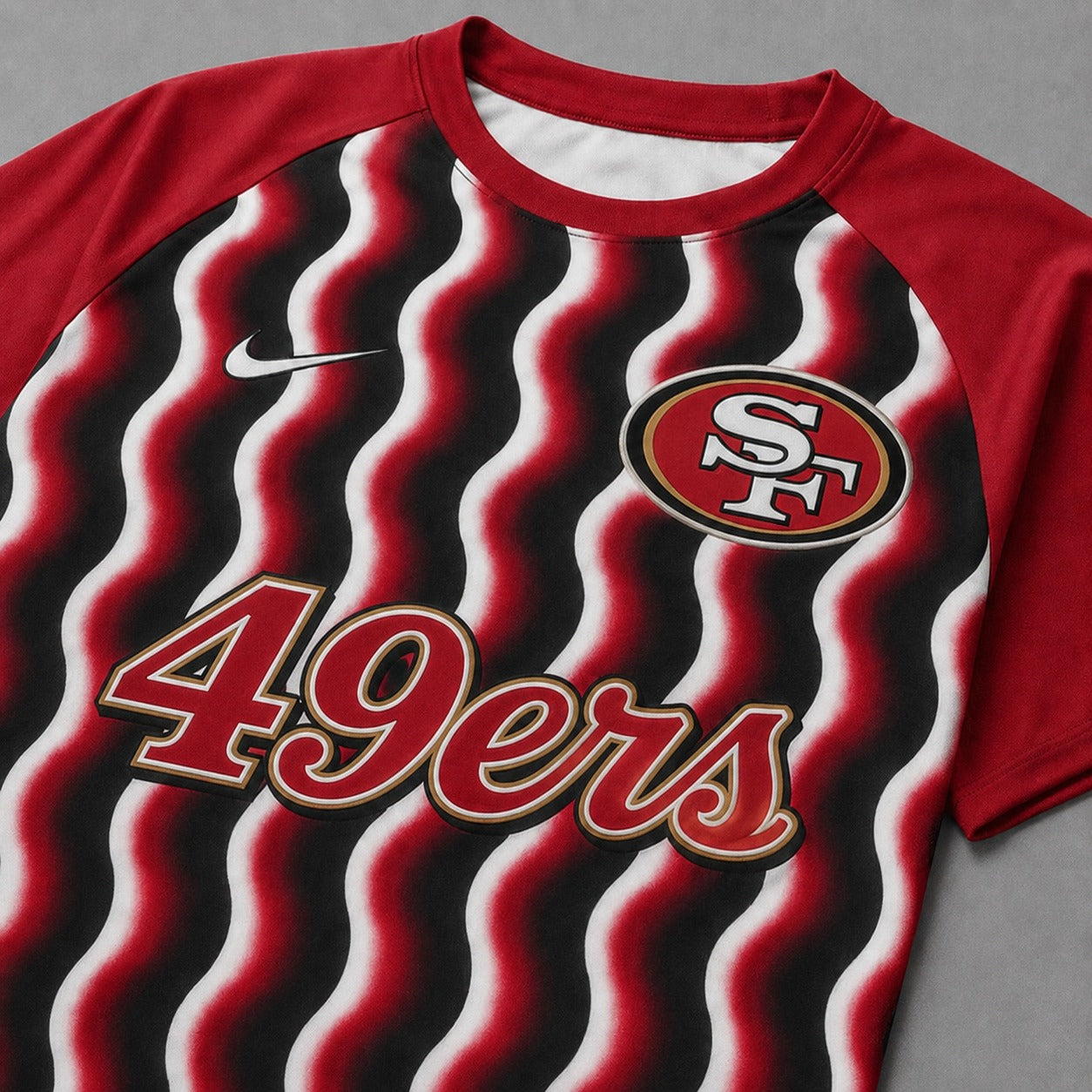 SF49 Premium NFL Retro Wavy Pattern Athletic T-Shirt