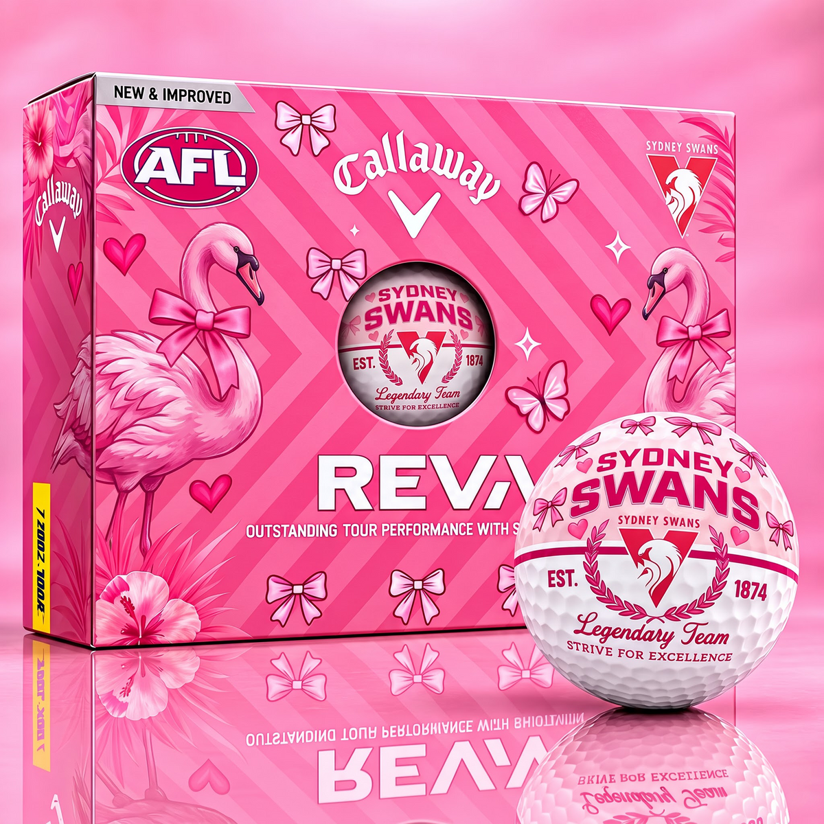 SYD X Custom AFL Pink Coquette Ladies Golf Balls