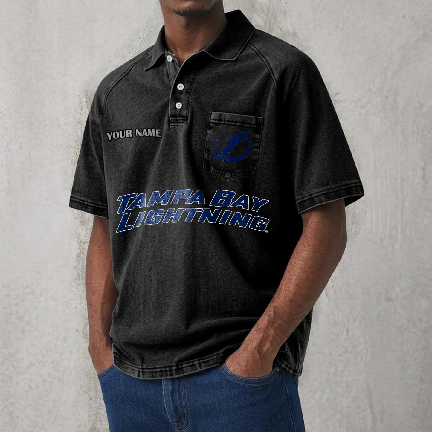 TBL x NHL Men's Distressed Turn-Down Collar Polo DATND TANTD 250526