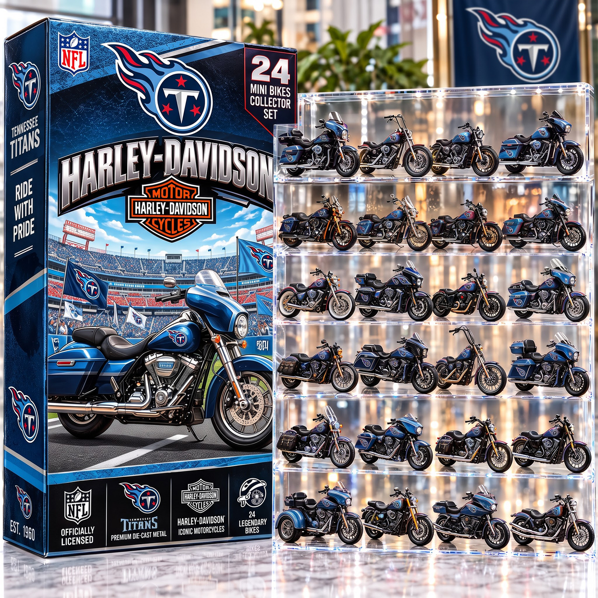TEN X NFL 24-Day Countdown Blink Box Cruiser Motorcycles Set