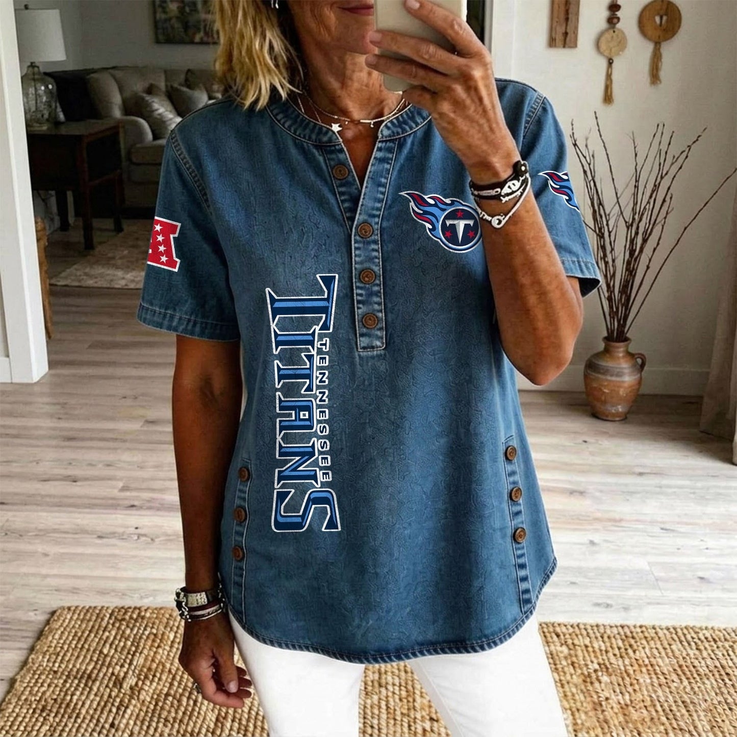 TEN x NFL Women’???s Denim Casual Tops DATND LBN 190526