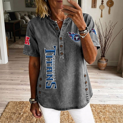 TEN x NFL Women’???s Denim Casual Tops DATND LBN 190526