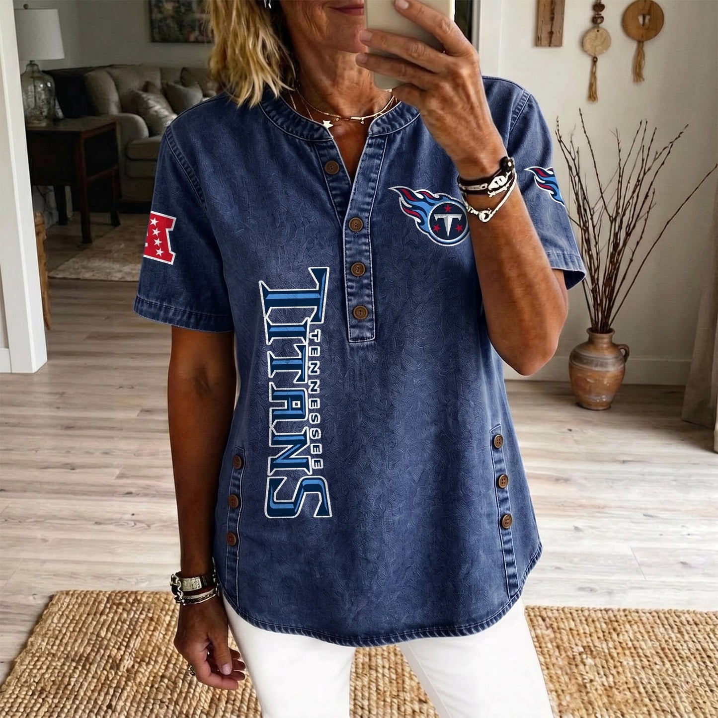 TEN x NFL Women’???s Denim Casual Tops DATND LBN 190526