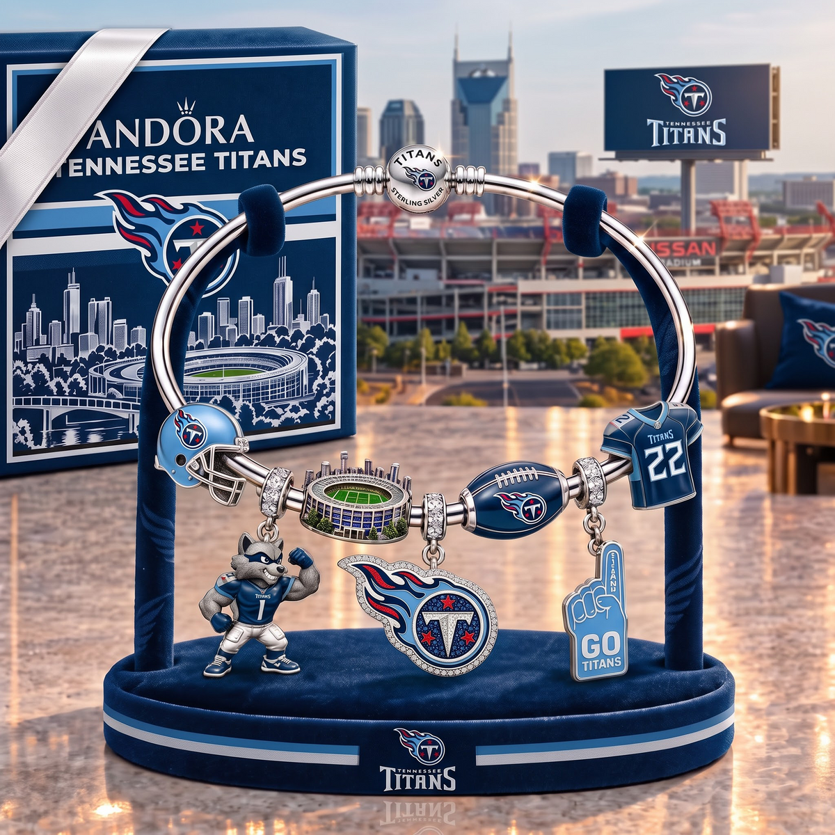 TT x Personalized NFL Pandora Style Charm Bracelet Gift Set 1409