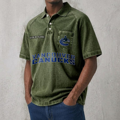 VAN x NHL Men's Distressed Turn-Down Collar Polo DATND TANTD 250526