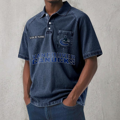 VAN x NHL Men's Distressed Turn-Down Collar Polo DATND TANTD 250526