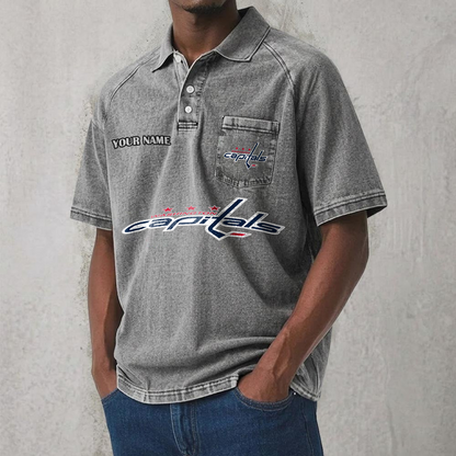 WAS x NHL Men's Distressed Turn-Down Collar Polo DATND TANTD 250526