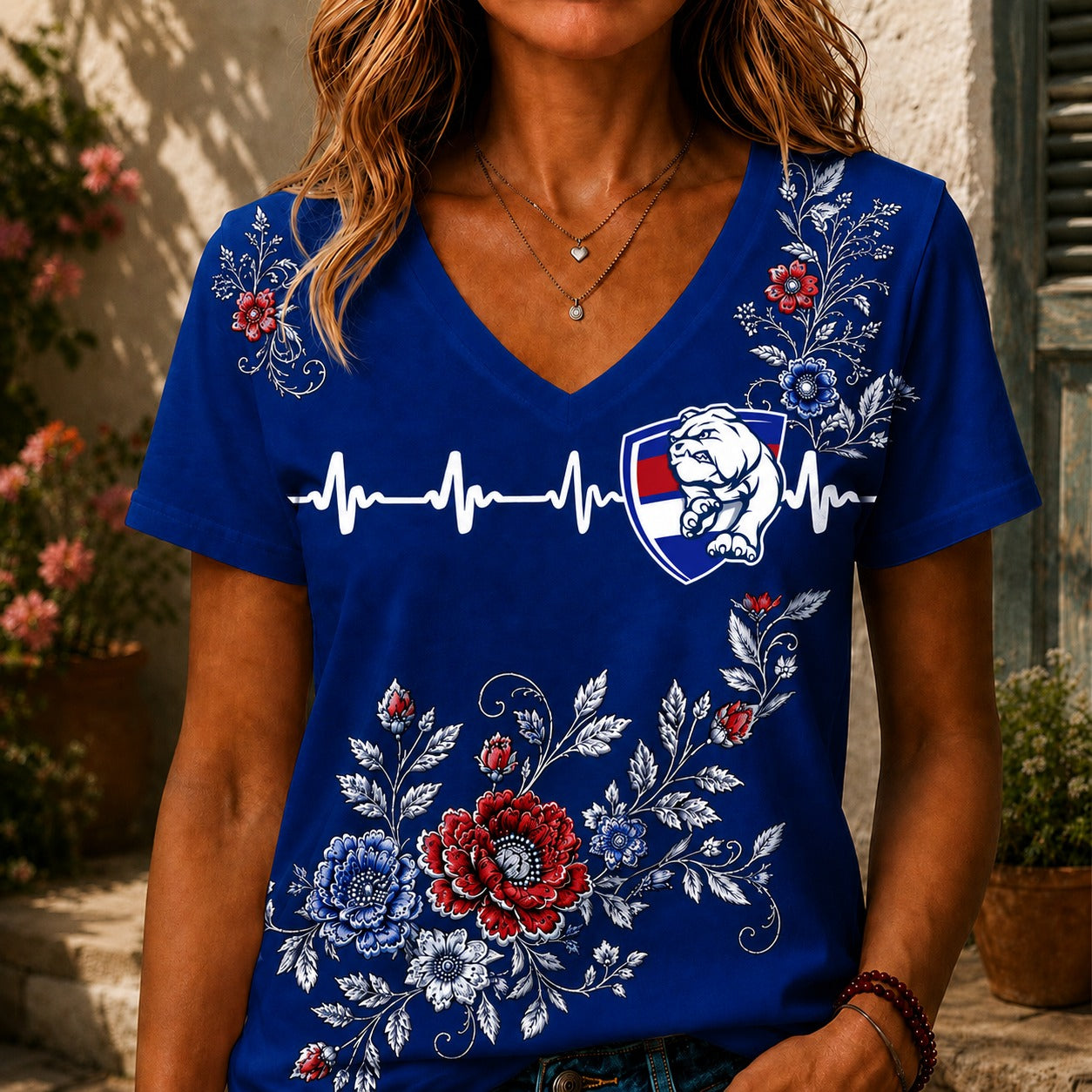WB x AFL Luxury Women V-Neck Shirt